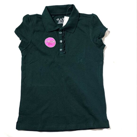 Children's Place Green Short Sleeve Puff Sleeve Uniform Ruffle Polo sz med 7/8 - Picture 8 of 8
